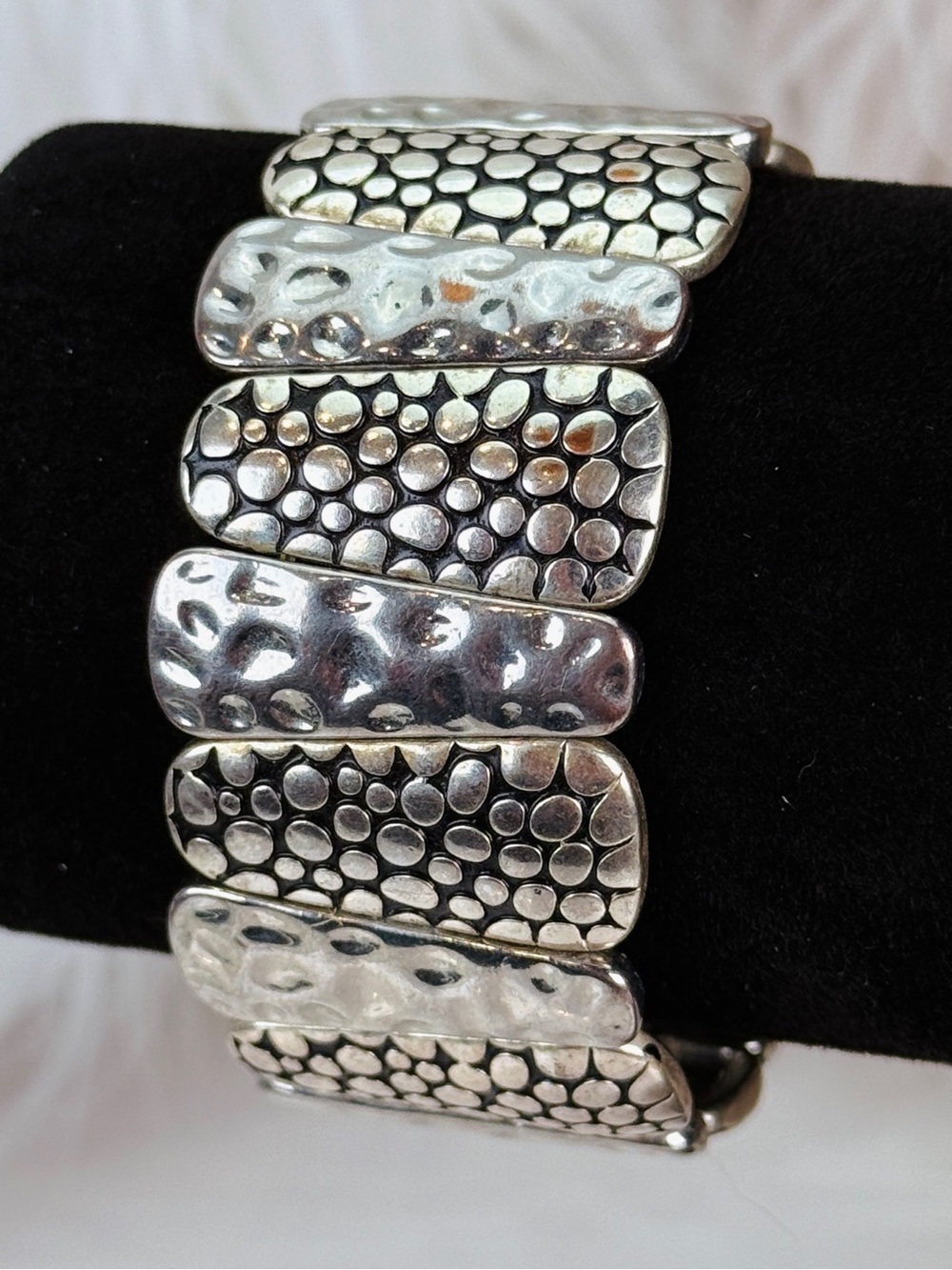 Silvertone Textured Stretch Bracelet